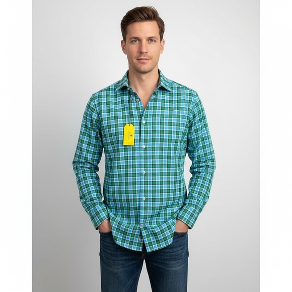 Giannetto Portofino XL Plaid Shirt NWT Made in Italy Cotton Luxury Button Down